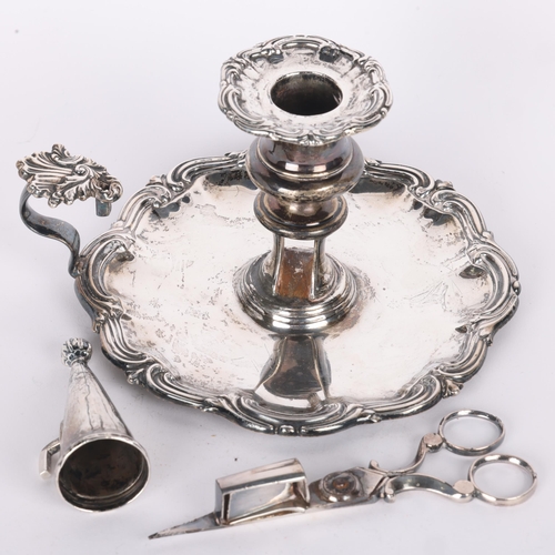 1535 - A George IV silver chamberstick, John Settle & Henry Wilkinson, Sheffield 1829, lobed circular form ... 