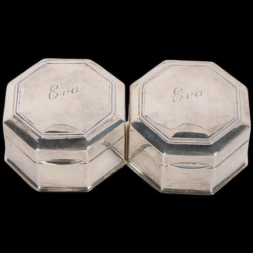 1540 - A pair of George V silver ring boxes, William Hutton & Sons Ltd, possibly made by Kate Harris, Birmi... 