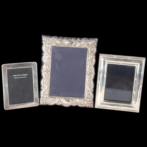 1556 - 3 silver fronted photo frames, largest overall 16.5 x 13cm