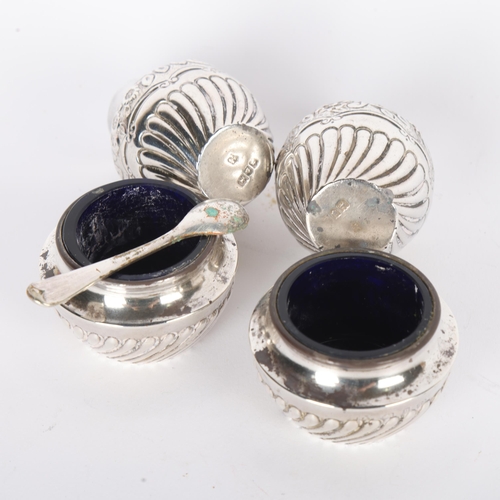 1566 - Various silver, including pair of Edwardian bulbous pepperettes, 6cm, 3.9oz weighable