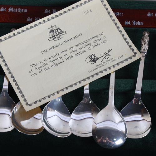 1579 - A cased set of 13 Elizabeth II silver Apostle spoons, The Birmingham Mint, Silver Jubilee hallmark B... 