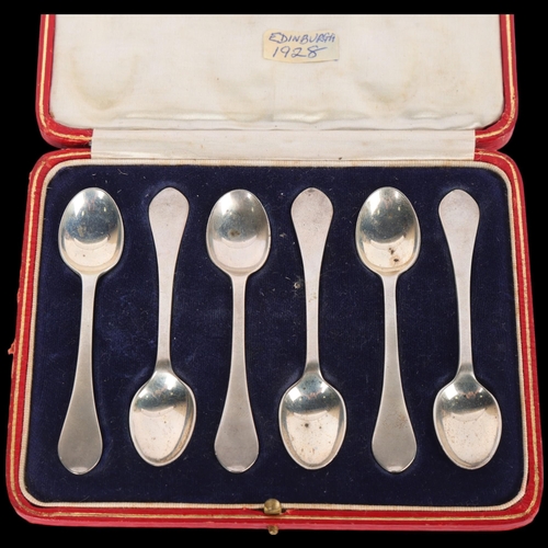 1580 - A cased set of 6 George V Scottish silver Rattail pattern coffee spoons, Mackay & Chisholm, Edinburg... 