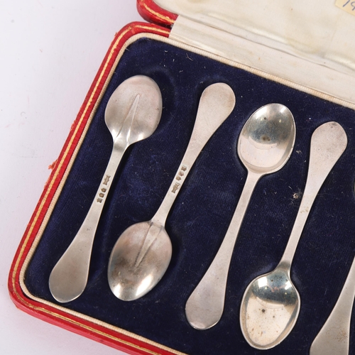 1580 - A cased set of 6 George V Scottish silver Rattail pattern coffee spoons, Mackay & Chisholm, Edinburg... 