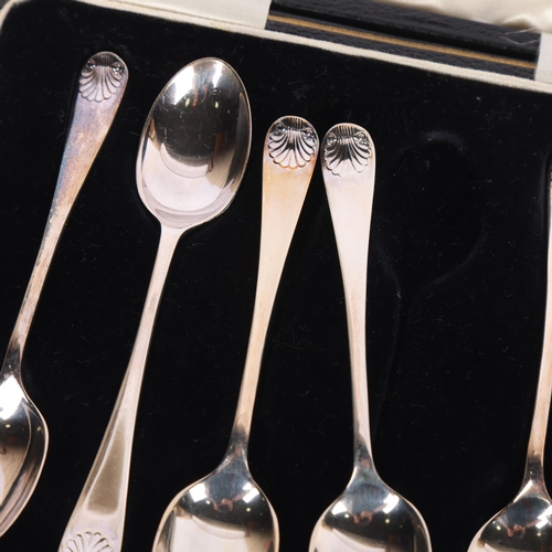 1585 - A cased set of 6 George V silver teaspoons, Cooper Brothers & Sons, Sheffield 1928, 11cm, 2.7oz tota... 