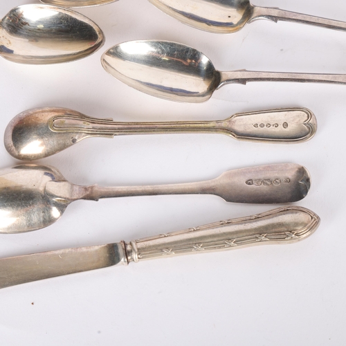 1586 - Various silver, comprising set of 6 Victorian Irish silver Fiddle pattern teaspoons, J Cahoon, Dubli... 