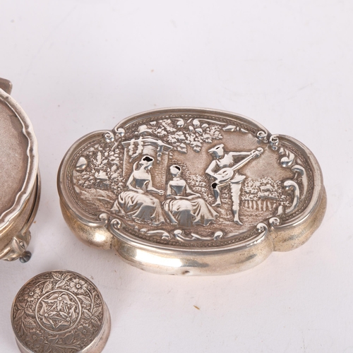 1591 - Various silver, including Mappin & Webb dressing table box, etc, all A/F (3)