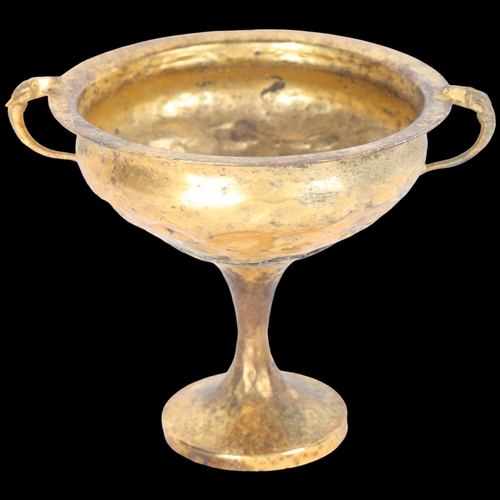 1594 - A Greek silver gilt 'Mycenaean Chalice' pedestal goblet, height 9cm, 3oz