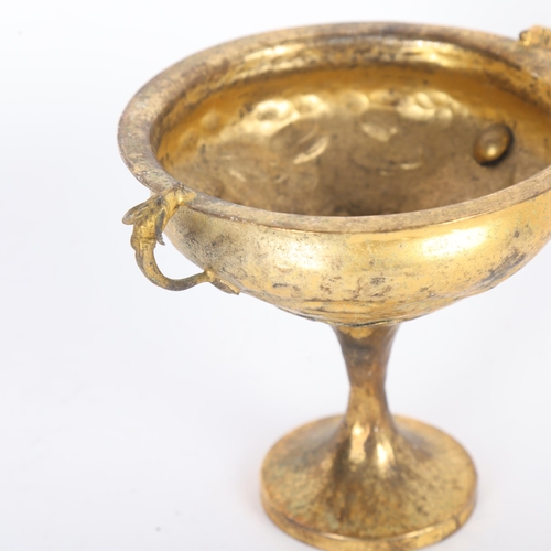 1594 - A Greek silver gilt 'Mycenaean Chalice' pedestal goblet, height 9cm, 3oz