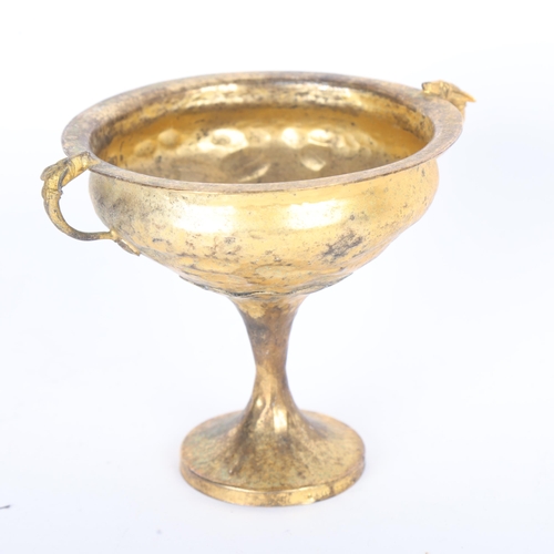 1594 - A Greek silver gilt 'Mycenaean Chalice' pedestal goblet, height 9cm, 3oz