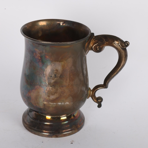 1601 - An Elizabeth II silver baluster pint mug, E.H. Parkin & Co, Sheffield 1968, 13cm, 8.9oz