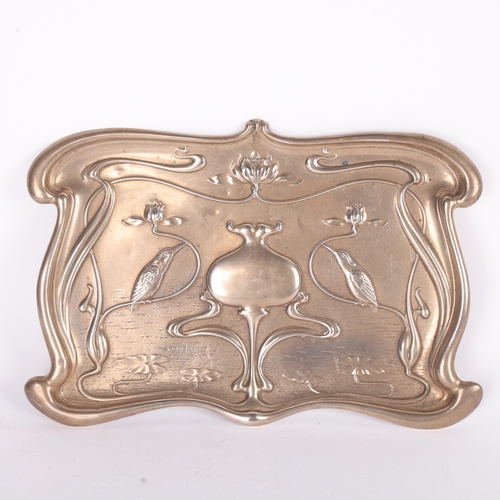 1604 - An Art Nouveau Edwardian silver 'Kingfisher' dressing table tray, William Neale & Son, Chester 1903,... 