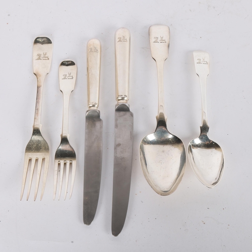 1610 - A 19th and 20th Century matched silver Fiddle pattern cutlery service for 12 people, various makers ... 