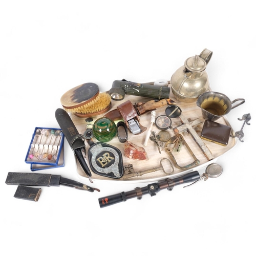 105 - Various collectables, including Viagra pillbox, SMK 4x20 air rifle scope, mother-of-pearl crucifix, ... 