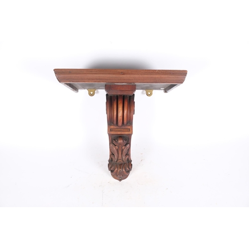 116 - A mahogany wall bracket, with a scrolled acanthus leaf base, H40cm, W38cm, D23cm