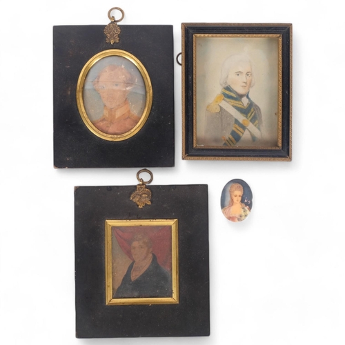 136 - 4 miniature pictures, including 2 watercolour examples