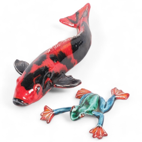 156 - ANITA HARRIS - 2 Art Pottery figures, comprising fish and frog, largest 25cm (2)