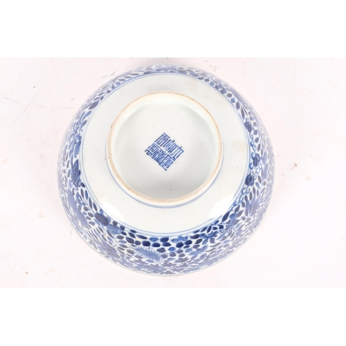 164 - A Chinese blue and white porcelain 'Dragon' bowl, with 6 character mark on base, diameter 24cm