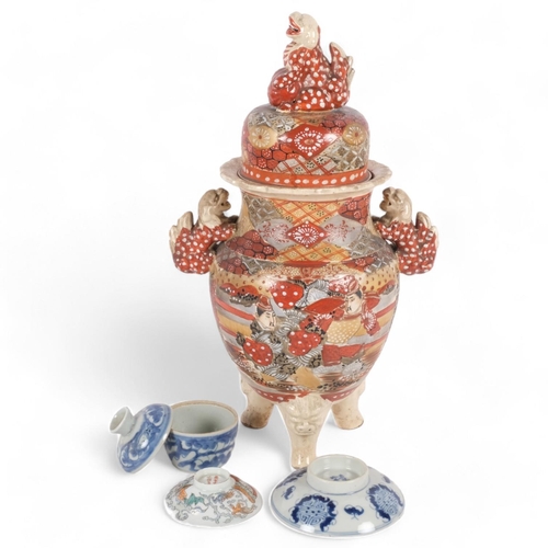 168 - Various Oriental ceramics, including Chinese blue and white bat dish, large Japanese Satsuma vase an... 