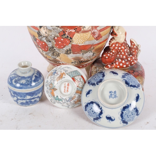 168 - Various Oriental ceramics, including Chinese blue and white bat dish, large Japanese Satsuma vase an... 