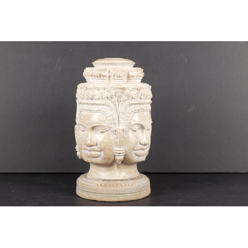 182 - A South East Asian carved stone Hindu God Brahma four head sculpture, H24cm