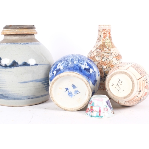 185 - Various Oriental ceramics, including Chinese blue and white ginger jar, small tea bowl, etc (5)