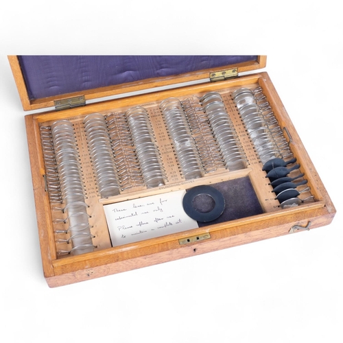 25 - A First World War Period British Military Army Spectacle Depot eye testing kit, rectangular oak case... 