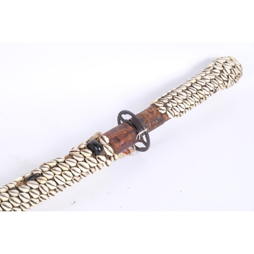 50 - Antique Japanese sword, decorated with seashells, overall length 101cm