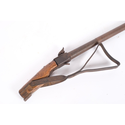 52 - An Antique poacher's folding percussion rifle with folding stock and screw off barrel, overall 94cm