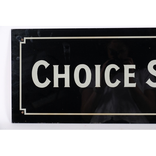 75 - A Vintage 'Choice Segars' glass advertising sign, 28cm x 76cm