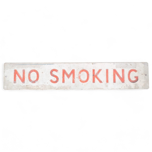 76 - A Vintage pressed aluminium 'No Smoking' sign, 10cm x 54cm