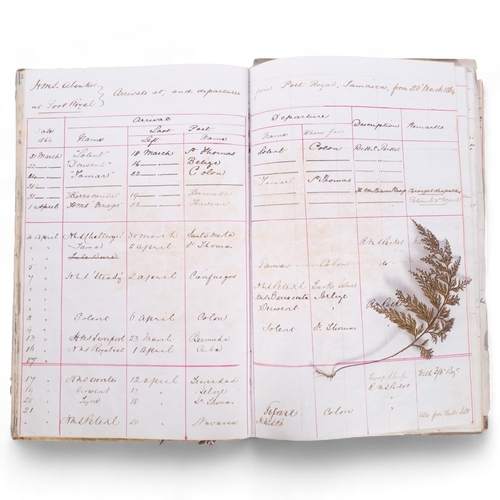 89 - A 19th century handwritten 'Arrivals And Sailing Book From 1st September 1861' ledger/diary, mostly ... 