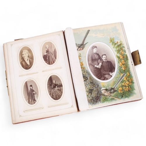 91 - A 19th century velvet covered photograph album, containing various family and Royal portraits