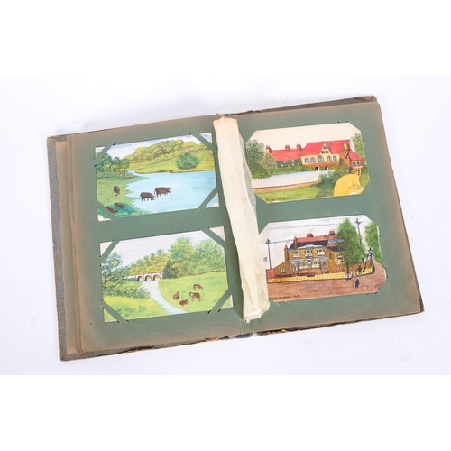 97 - An album of early 20th century hand painted postcards, by H E Bury, circa 1905