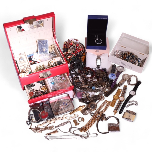 1102 - Various Vintage and modern costume jewellery, including some silver such as cubic zirconia tennis br... 