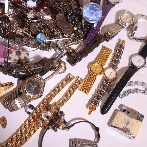 1102 - Various Vintage and modern costume jewellery, including some silver such as cubic zirconia tennis br... 