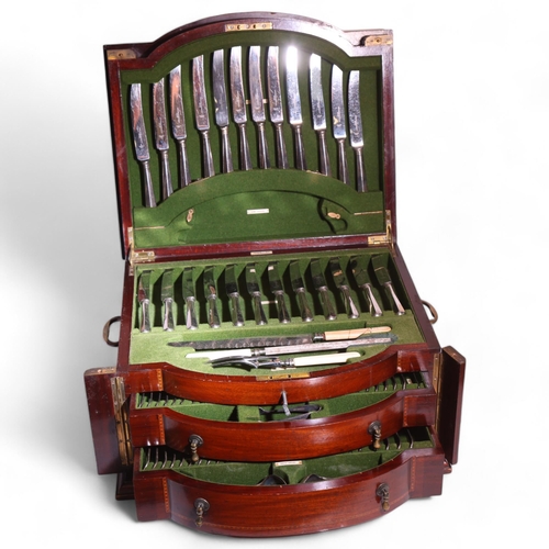 1110 - A canteen of silver plated cutlery for 12 people, by Penlington & Batty of Liverpool, in mahogany We... 