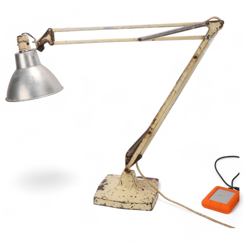 631 - A Herbert Terry anglepoise lamp, early 1930s' model 1209, cast iron base and stem with aluminium sha... 