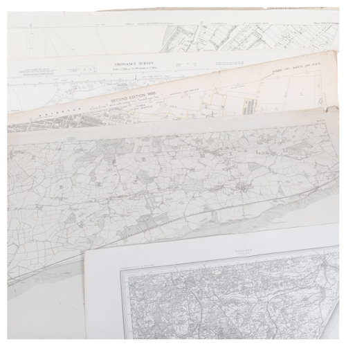 436 - A collection of unframed local maps, including 1878 Bexhill, Brighton Kemptown 1898, Hastings St Cle... 