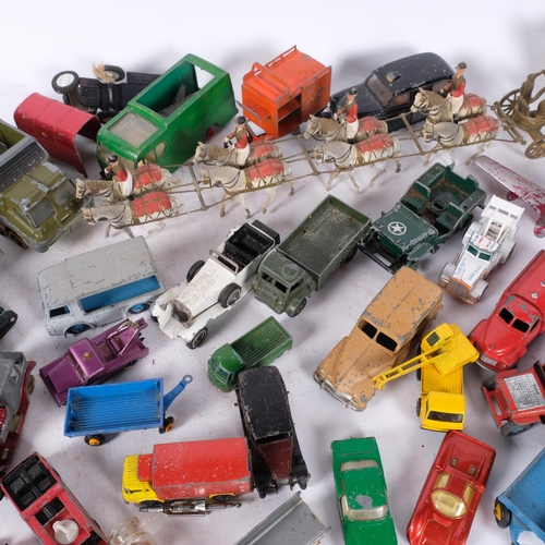 461 - Box of Vintage toy vehicles of various makes, including Dinky coach, and a Coronation gilt-metal car... 