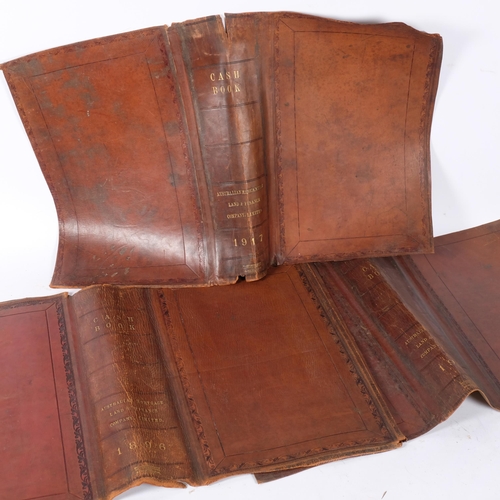 470 - 3 tooled and gilded leather cashbook covers, Australian Mortgage Land & Finance Company Ltd, early 2... 