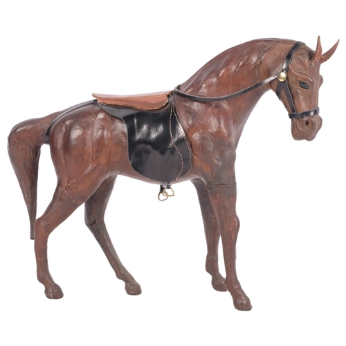 623 - A leather horse figure, H28cm