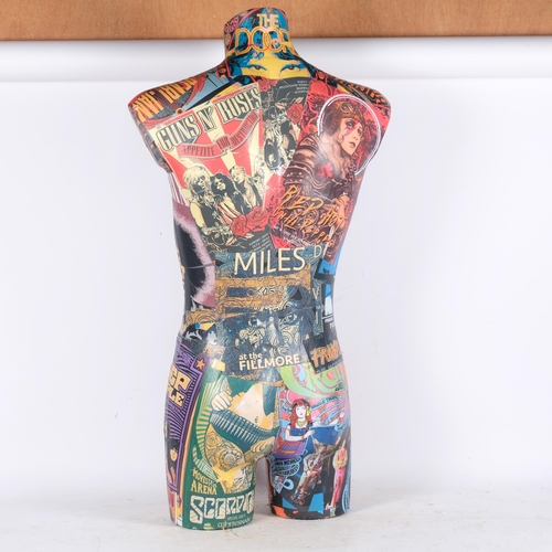 632 - A 1960s themed composition collage male dummy/mannikin, H80cm