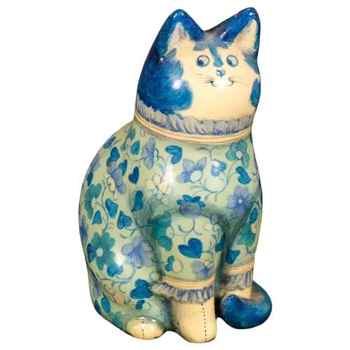 647 - JOAN & DAVID DE BETHEL - a painted papier mache seated cat figure, for the John Pearce Gallery, Rye,... 