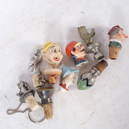 655 - Various Vintage bottle stoppers, including novelty figural examples