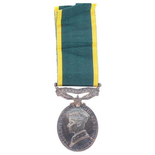 659 - A George VI Territorial Efficiency medal, to 871163 Brigadier E Devine RA (Royal Artillery), boxed