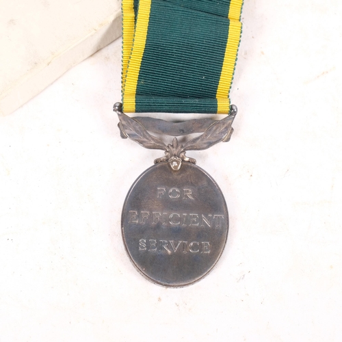 659 - A George VI Territorial Efficiency medal, to 871163 Brigadier E Devine RA (Royal Artillery), boxed