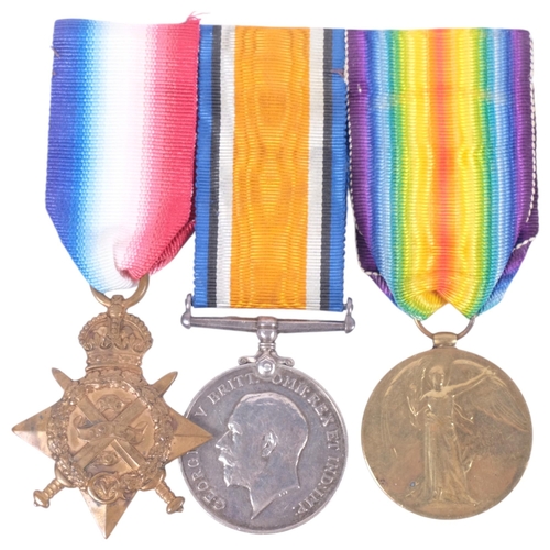 663 - A First World War medal trio to T-17732 Transport Sargent George Rutt ASC, with brief typed biograph... 