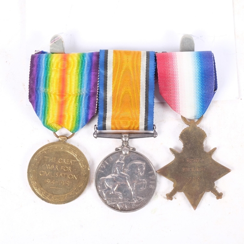 663 - A First World War medal trio to T-17732 Transport Sargent George Rutt ASC, with brief typed biograph... 