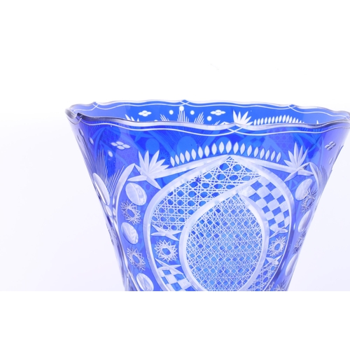 222 - A large Bohemian cobalt blue cameo glass vase, H43cm