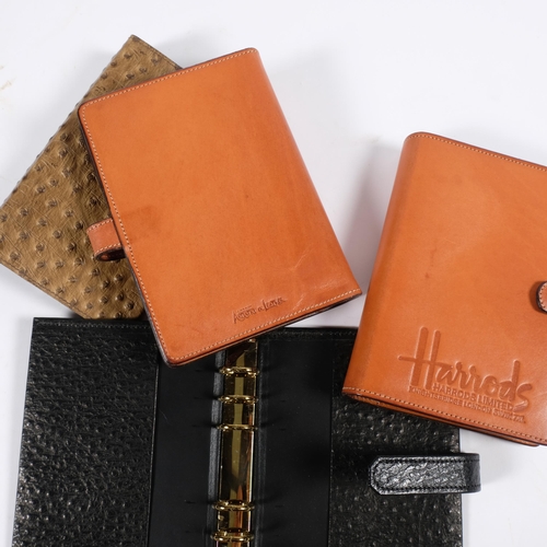 239 - A group of handmade leather Filofax binders, including a natural tone ostrich leather Filofax, and a... 